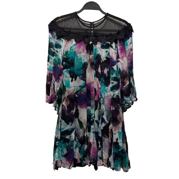 Anthropologie Womens Flutter Sleeve Floral Mini Dress Size Small Multicolor - Picture 4 of 9